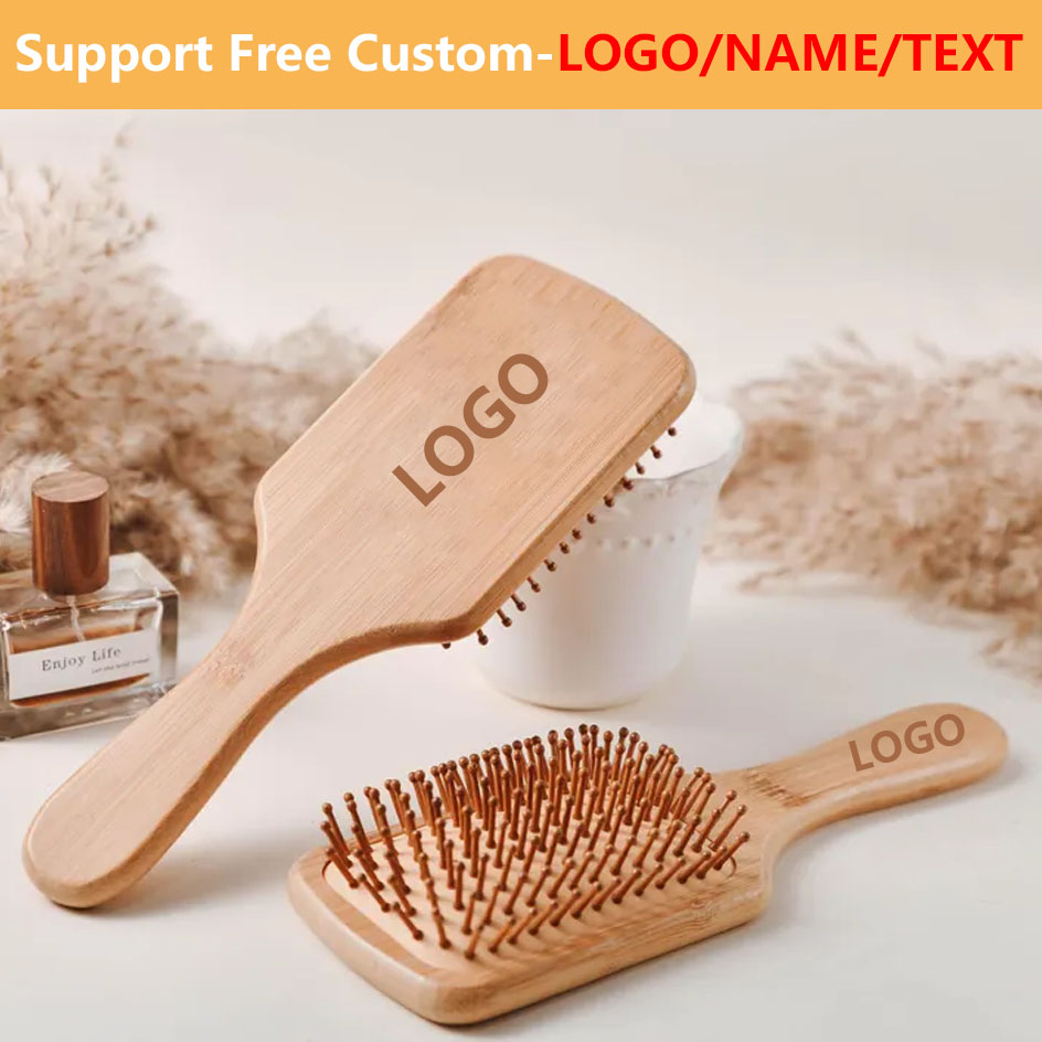 Bamboo Hair Brush - カスタム木製エアクッションコーム,プレミアムバンブーヘアブラシ,誕生日パーティー,結婚式,母の日ギフト