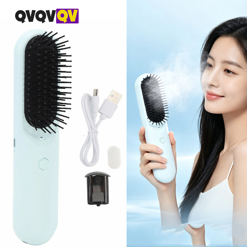 Hair Care Essential Oil - マイナスイオンヘアコーム、電動頭皮マッサージャー、エッセンシャルオイル噴霧機能付きヘアケア＆頭皮リラックスツール2 in 1