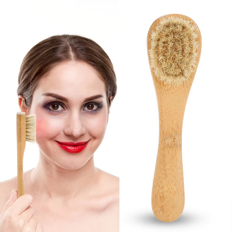 Bamboo Hair Brush - 1-6 個角質除去ブラシ洗顔ブラシ竹馬毛洗顔マッサージフェイスケアブラシディープクレンジング