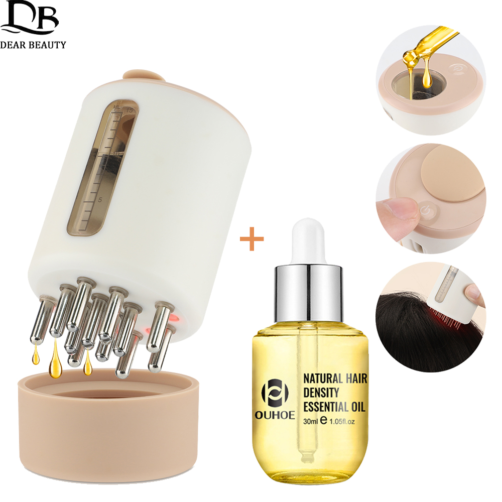 Hair Care Essential Oil - 電気振動ヘッドマッサージコーム,育毛オイル,赤光療法,マイクロカレントヘアマッサージャー,頭皮アプリケーター,30ml