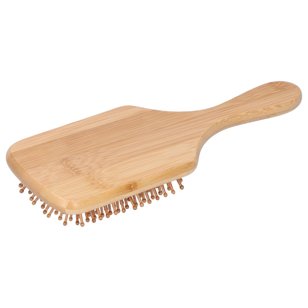 Bamboo Hair Brush - 優しい竹製ヘアブラシ 竹製静電気防止頭皮マッサージコーム 人間工学に基づいたハンドル 耐久性のあるマッサージヘアブラシ あらゆる髪質に対応