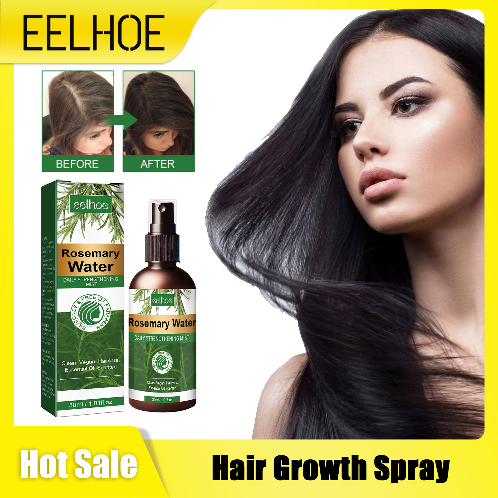 Hair Care For Hair Growth - Rosemary-ヘアケアスプレー,頭皮トリートメント,光沢処理,エンドリムーバー,オーガニック髪の成長,30ml