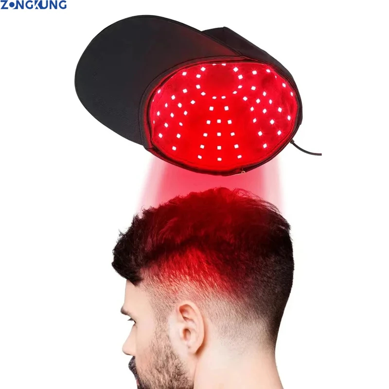 Hair Care For Hair Growth - 660nm 850nm赤色光赤外線ヘアセラピー育毛キャップ脱毛防止リラックス頭皮ケア帽子抗発毛調整可能なリアストラップ