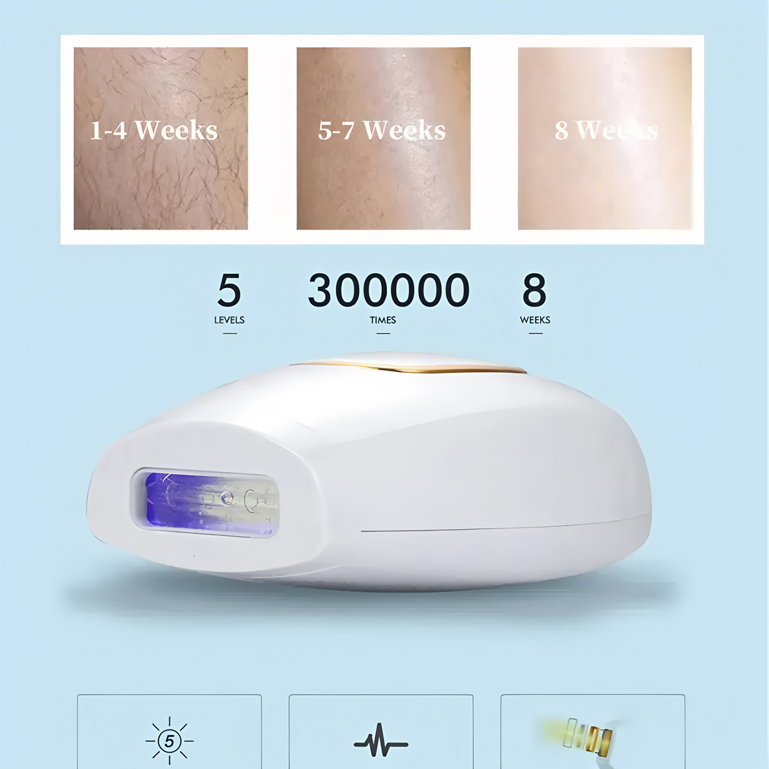 家庭用スマートハンドヘルドレーザー脱毛器 LED照明付き 男 - From Home Hair Care のレビューと価格
