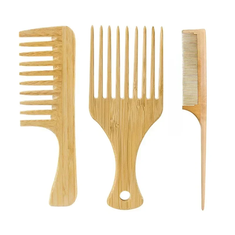 1 個天然竹木製ヘアコーム帯電防止アフロフォーク櫛女性のため - Bamboo Hair Brush のレビューと価格