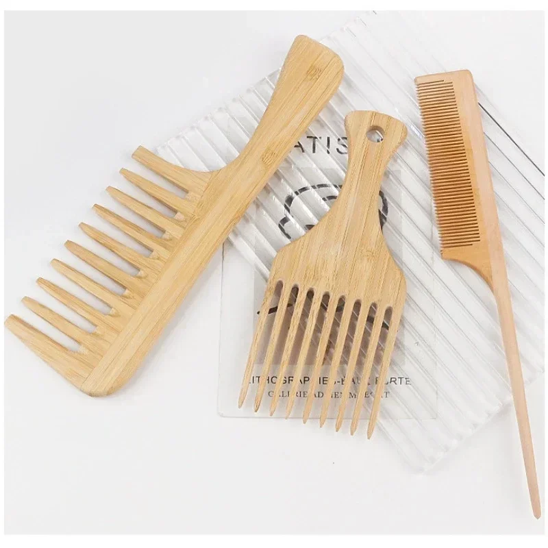 1 個天然竹木製ヘアコーム帯電防止アフロフォーク櫛女性のため - Bamboo Hair Brush のレビューと価格