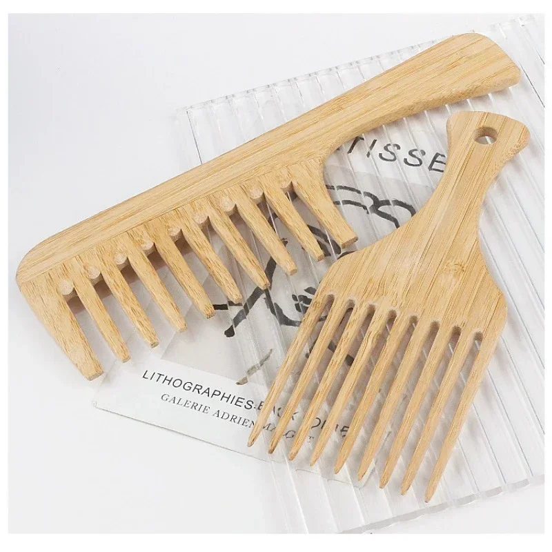 1 個天然竹木製ヘアコーム帯電防止アフロフォーク櫛女性のため - Bamboo Hair Brush のレビューと価格