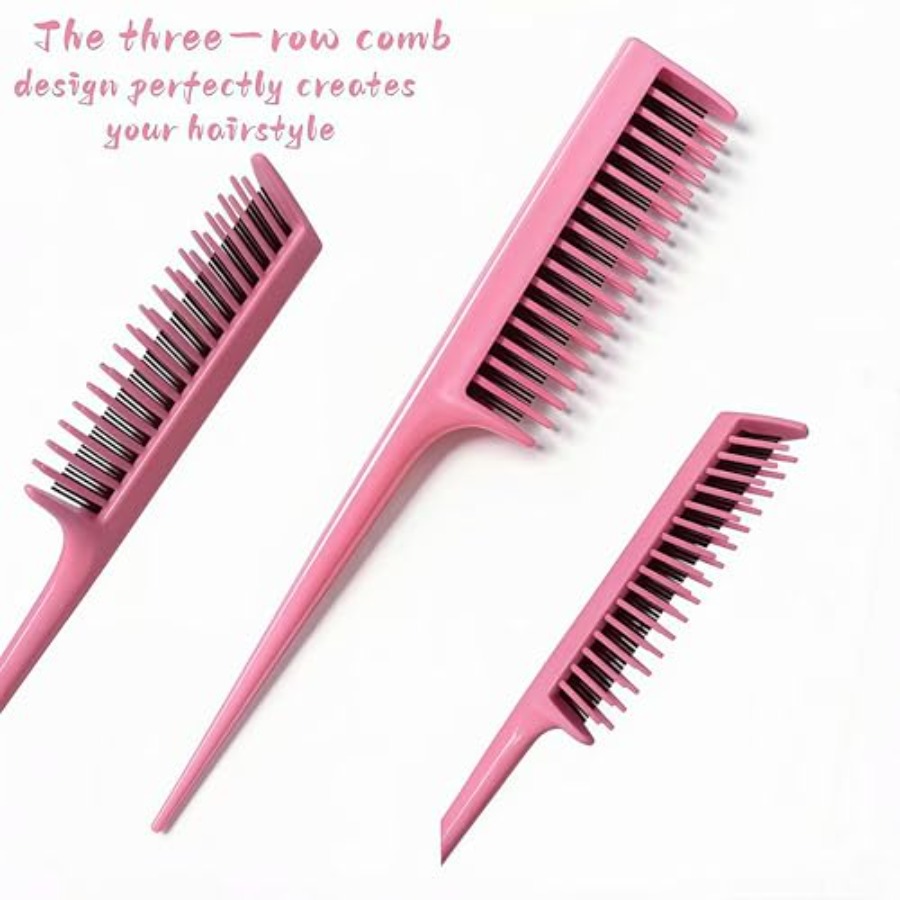女性と女の子のためのヘアブラシセット：ピンク4ピース3列ティ - Bamboo Hair Brush のレビューと価格