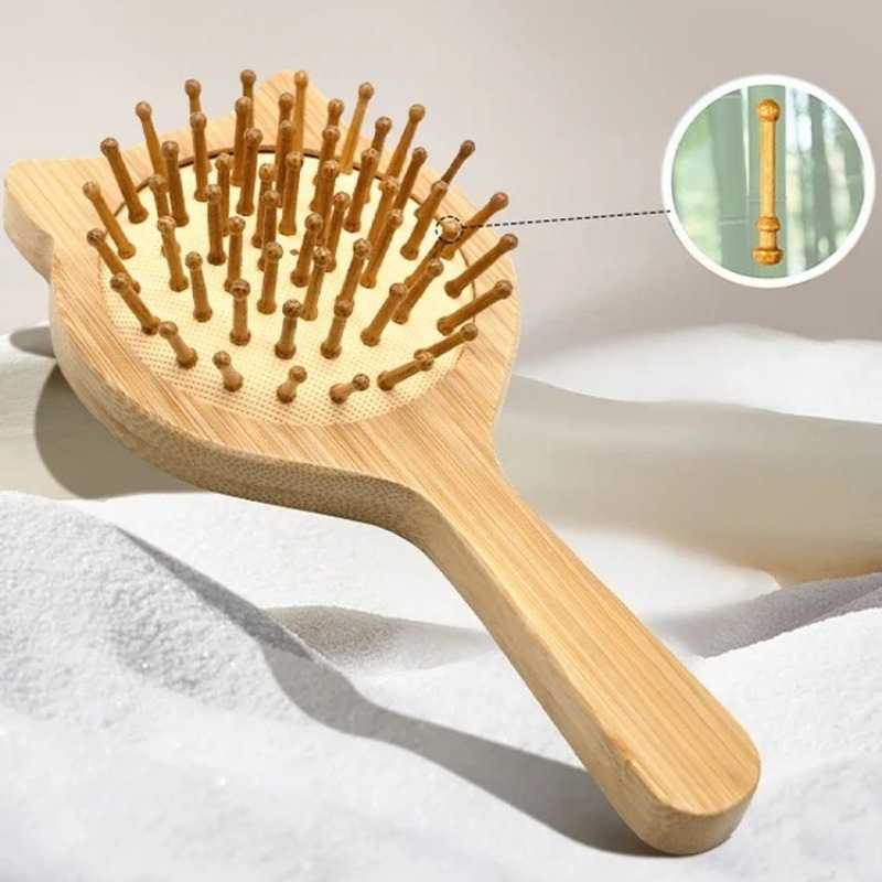1Pc 新ヘアケア木製櫛パドルクッションヘアブラシマッサージ - Bamboo Hair Brush のレビューと価格