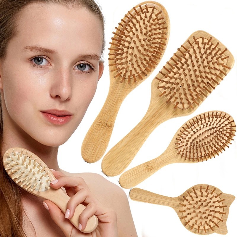 1Pc 新ヘアケア木製櫛パドルクッションヘアブラシマッサージ - Bamboo Hair Brush のレビューと価格