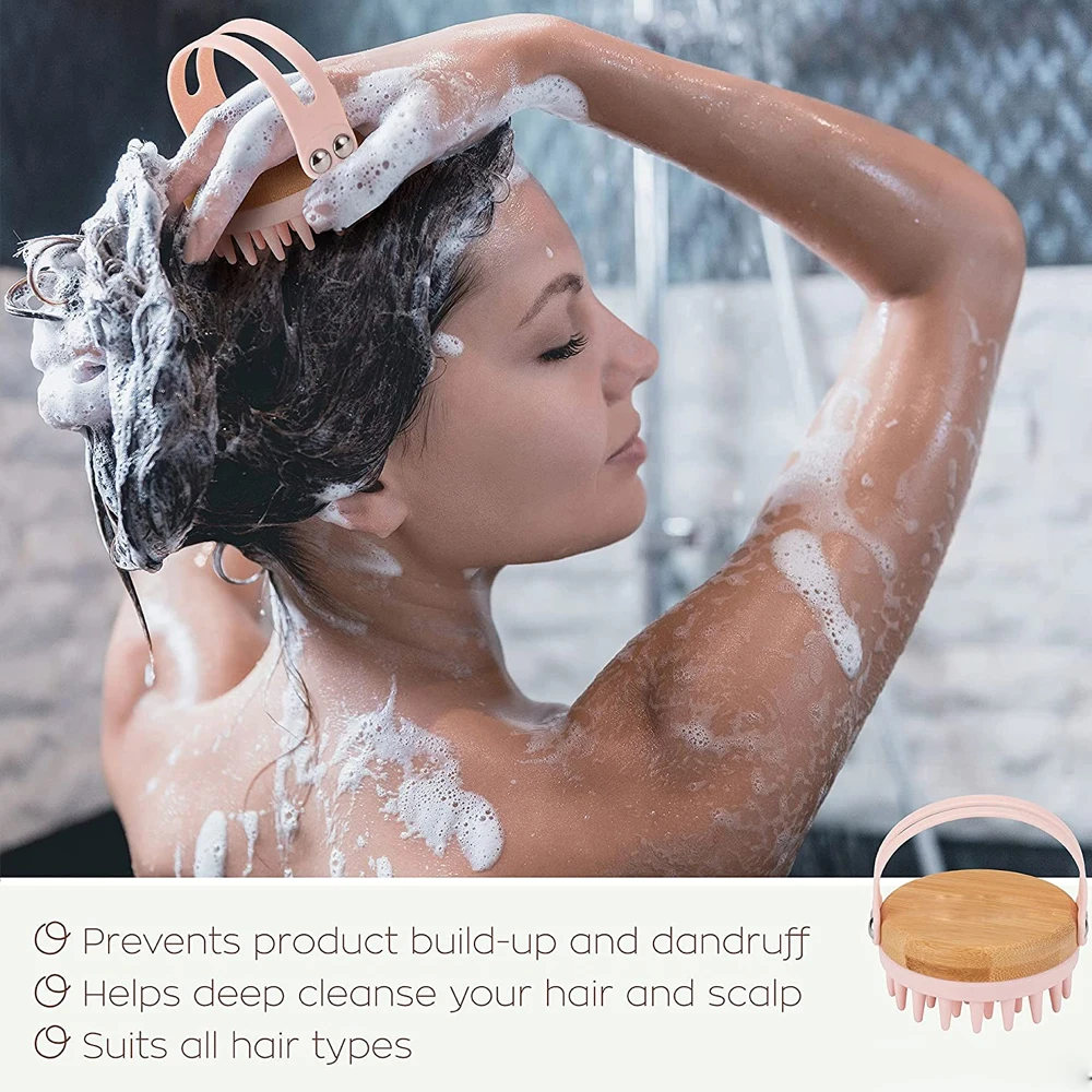 新しい頭皮マッサージシャンプーブラシ木製ウェットとドライヘア - Bamboo Hair Brush のレビューと価格