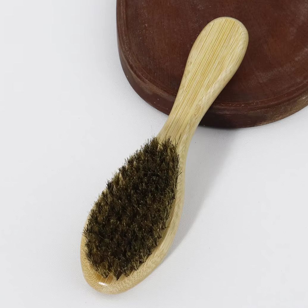 楕円形の竹と木のひげトリミングブラシ、剛毛のひげと髪のクリー - Bamboo Hair Brush のレビューと価格