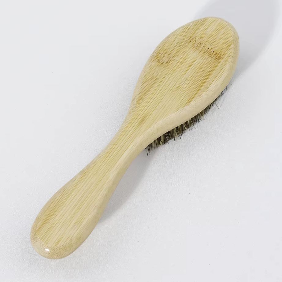 楕円形の竹と木のひげトリミングブラシ、剛毛のひげと髪のクリー - Bamboo Hair Brush のレビューと価格
