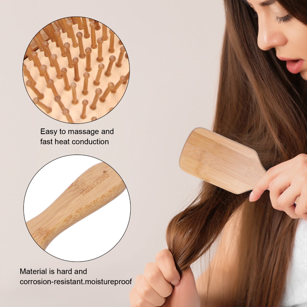 優しい竹製ヘアブラシ 竹製静電気防止頭皮マッサージコーム 人 - Bamboo Hair Brush のレビューと価格