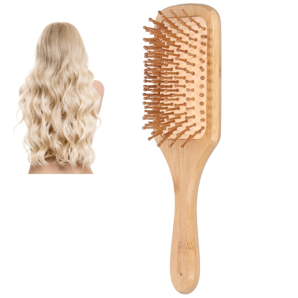 優しい竹製ヘアブラシ 竹製静電気防止頭皮マッサージコーム 人 - Bamboo Hair Brush のレビューと価格