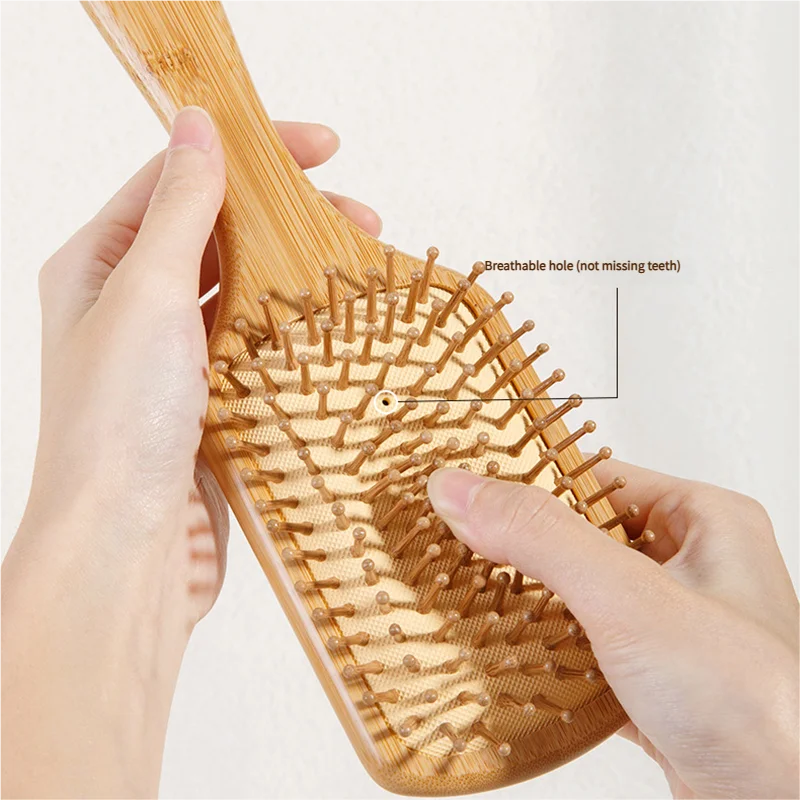 竹製ヘアブラシ 女性用スタイリングヘアコーム ワイド歯竹製コ - Bamboo Hair Brush のレビューと価格