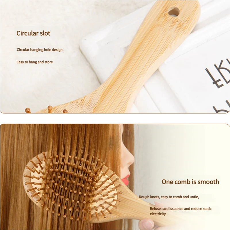 竹製ヘアブラシ 女性用スタイリングヘアコーム ワイド歯竹製コ - Bamboo Hair Brush のレビューと価格