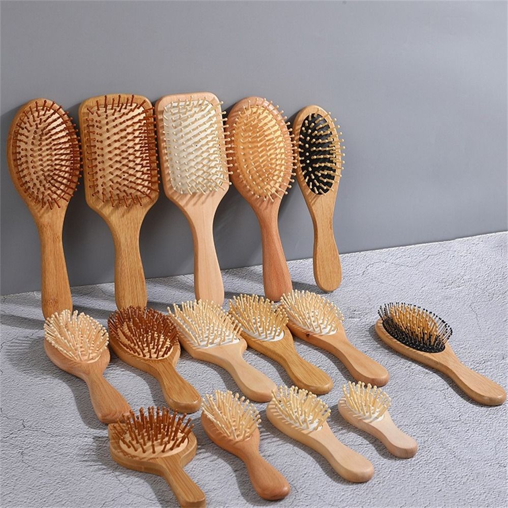 プロのエアクッション木製コームマッサージブラシ頭皮ケア竹コー - Bamboo Hair Brush のレビューと価格