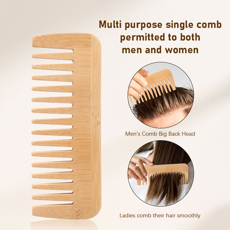 竹製ワイド歯櫛ヘアブラシ、もつれ解消櫛、静電気防止、女性男性 - Bamboo Hair Brush のレビューと価格