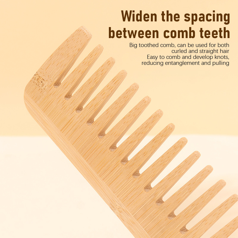 竹製ワイド歯櫛ヘアブラシ、もつれ解消櫛、静電気防止、女性男性 - Bamboo Hair Brush のレビューと価格