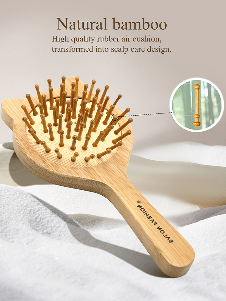 かわいい猫木製櫛竹マッサージヘアコーム天然帯電防止ヘアブラシ - Bamboo Hair Brush のレビューと価格